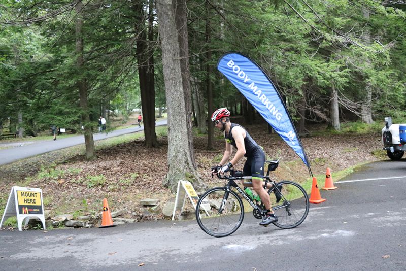 Biker in SavageMan Triathlon at Deep Creek Lake