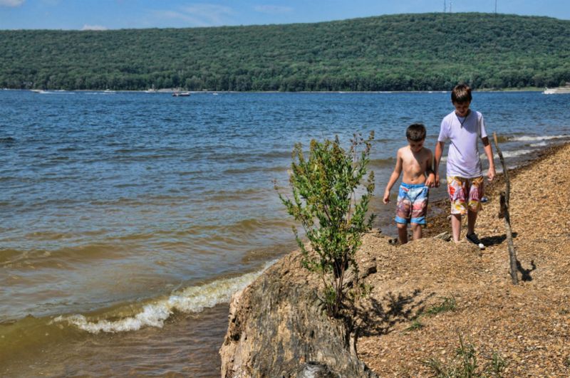 Kids Walking Along Water at Deep Creek Lake