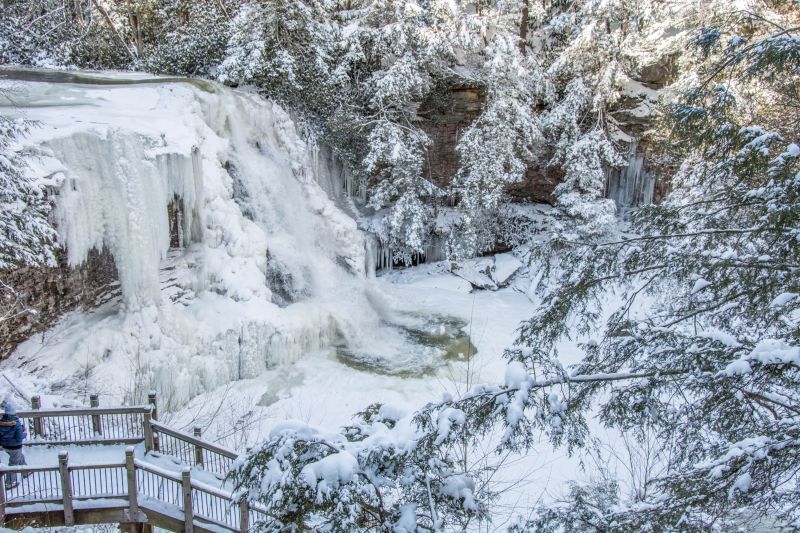 Frozen Waterfall in Winter near Deep Creek Lake